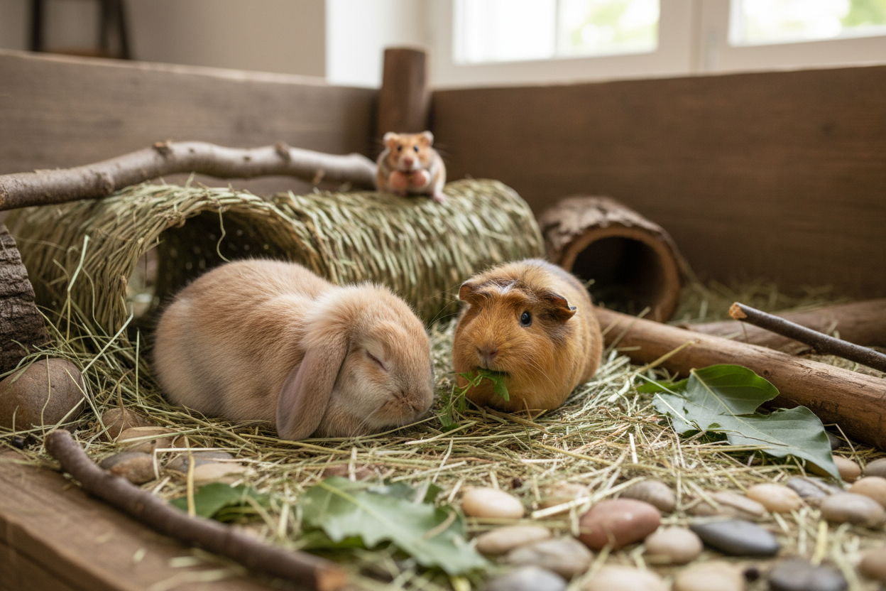 Hasen und andere Kleintiere in entspannter Naturstimmung – gesundes Zubehör bei Tiervita.