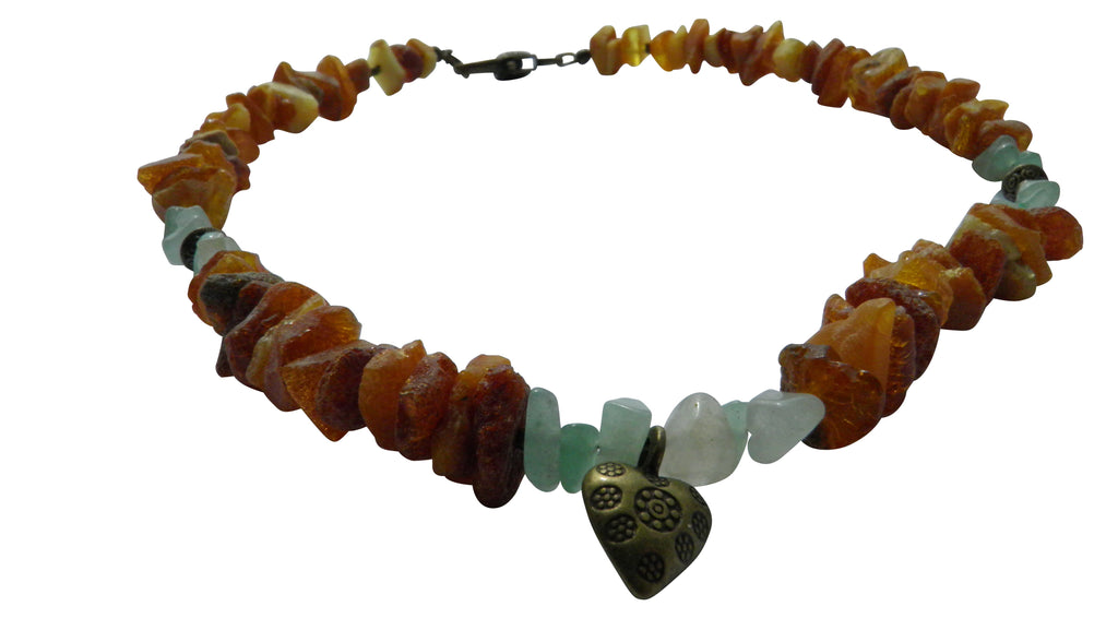 Hunde Bernsteinkette mit Jade Länge 41cm - TierVita