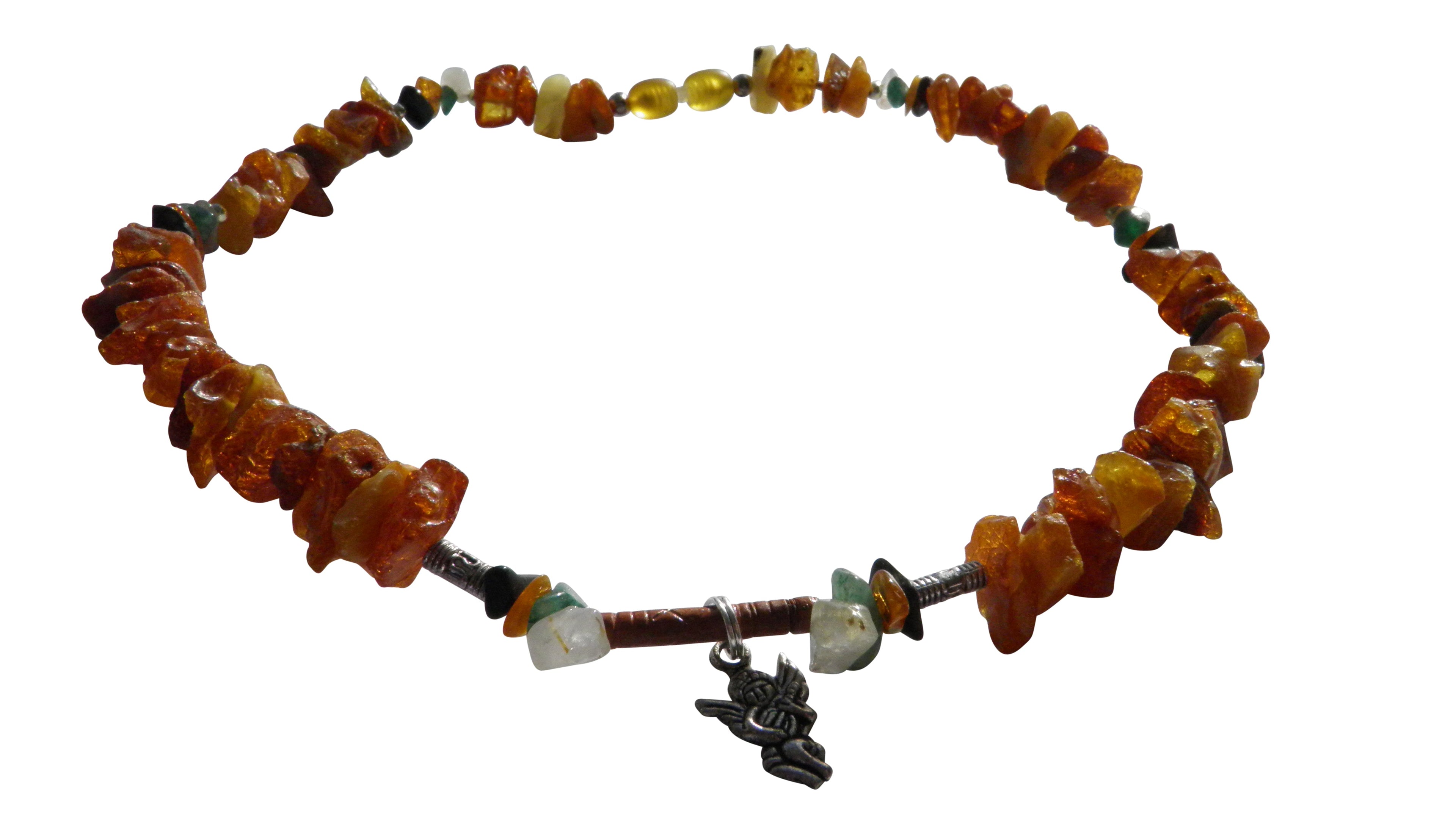 Hunde Bernsteinkette mit Edelsteinen Länge 40cm - TierVita