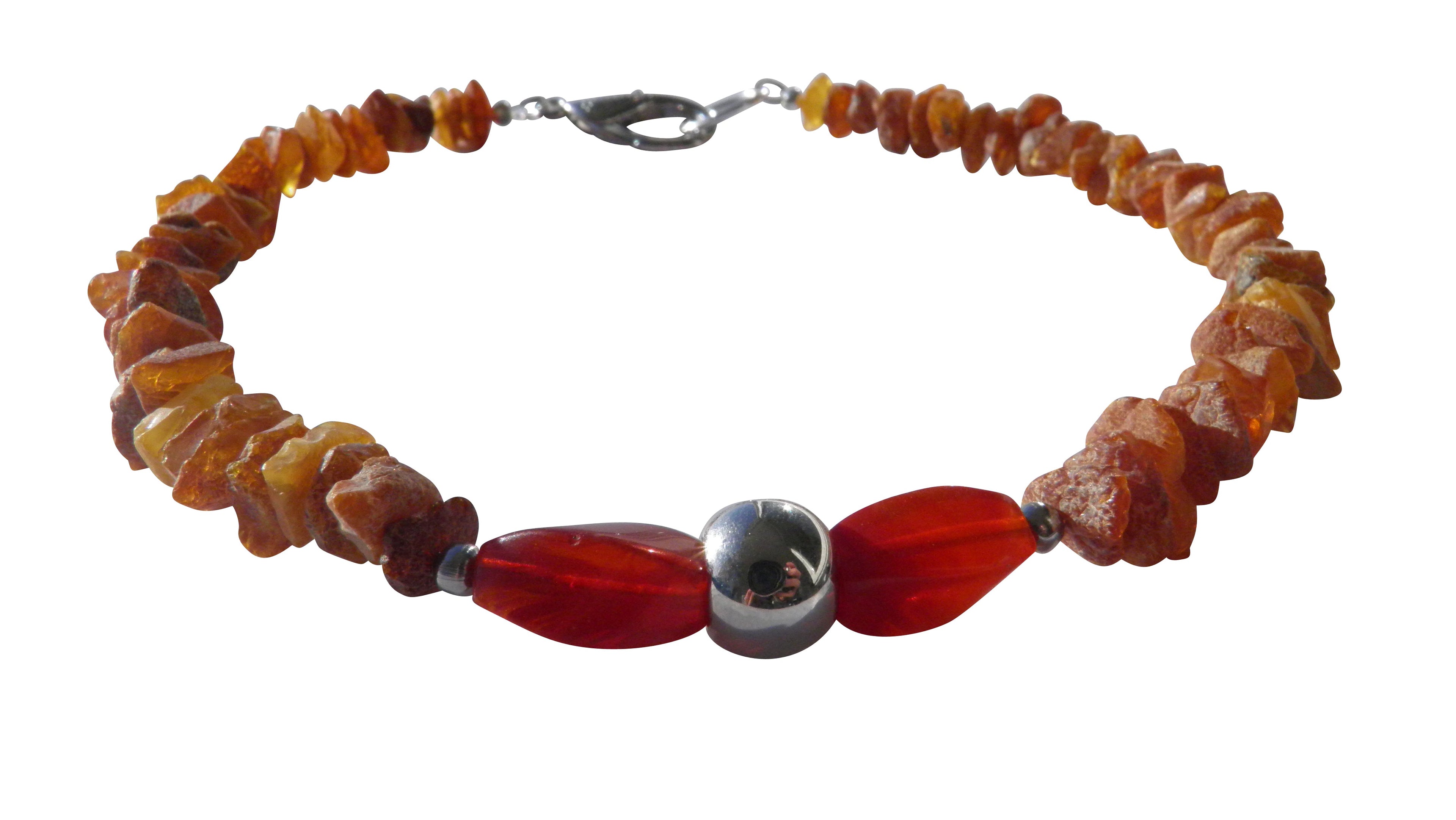 Hunde Bernsteinkette mit Achat Länge 38cm - TierVita