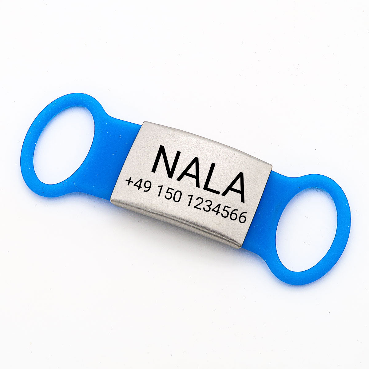 Klapperfreie Hundemarke Silikonslider mit Edelstahl-Schild für Halsbänder inkl. GRATIS Gravur