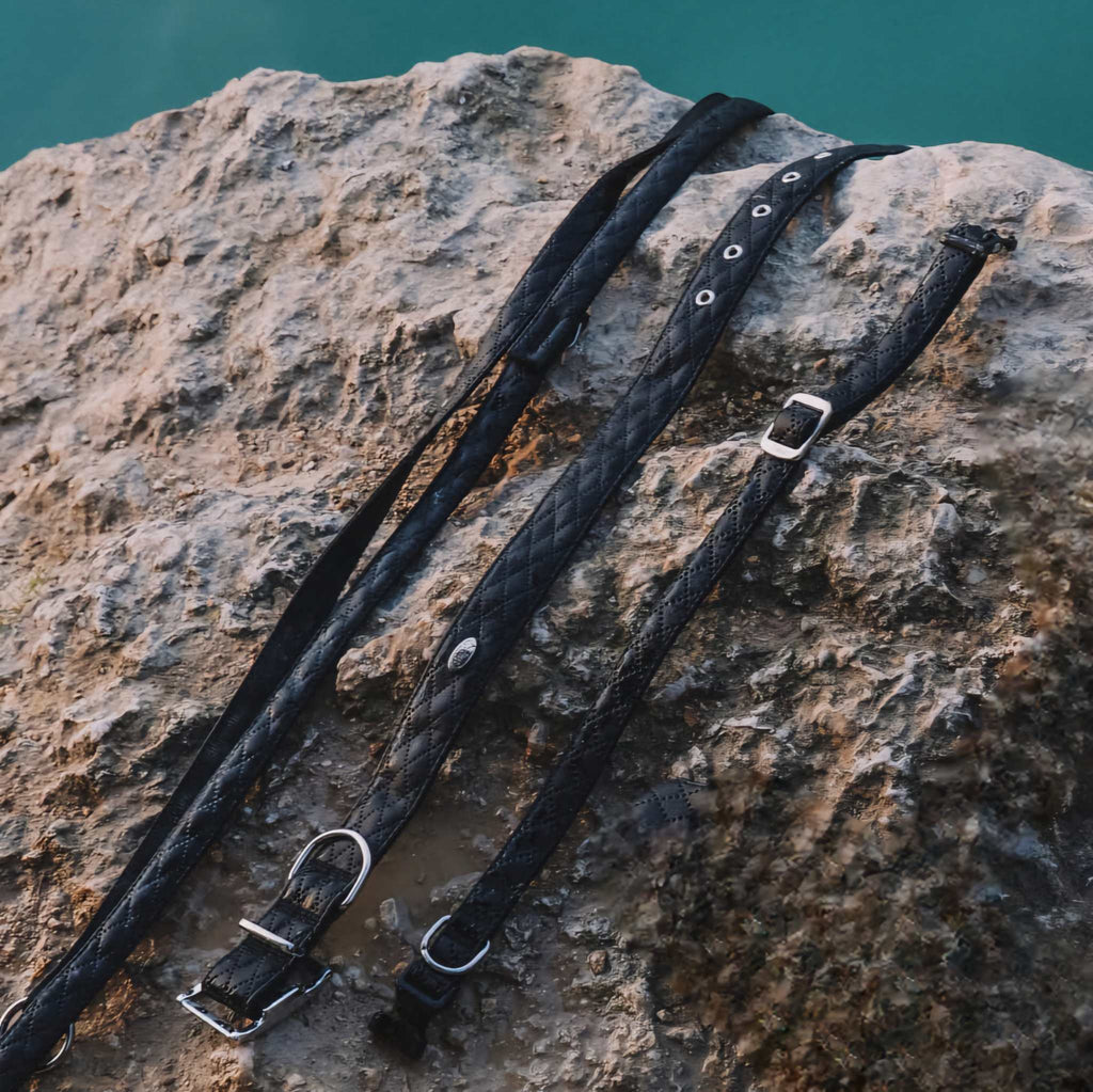 Halsband Schwarz Aus Nylon Längenverstellbar Im Rautendesign - TierVita