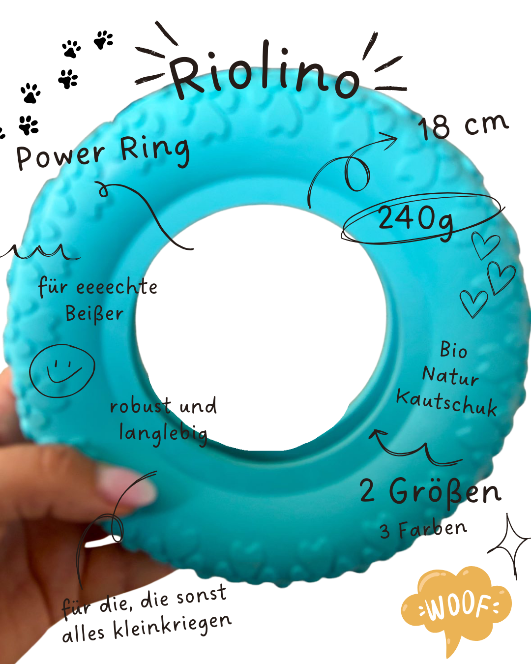 Riolino Robuster Hundespielzeug-Kauring für starke Kauer - TierVita
