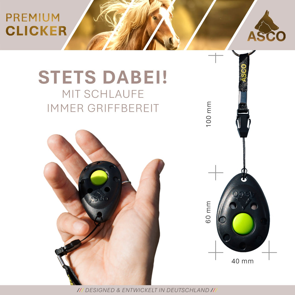 ASCO Premium Clicker – Clickertraining Profi Klicker für Hunde, Katzen, Pferde - TierVita