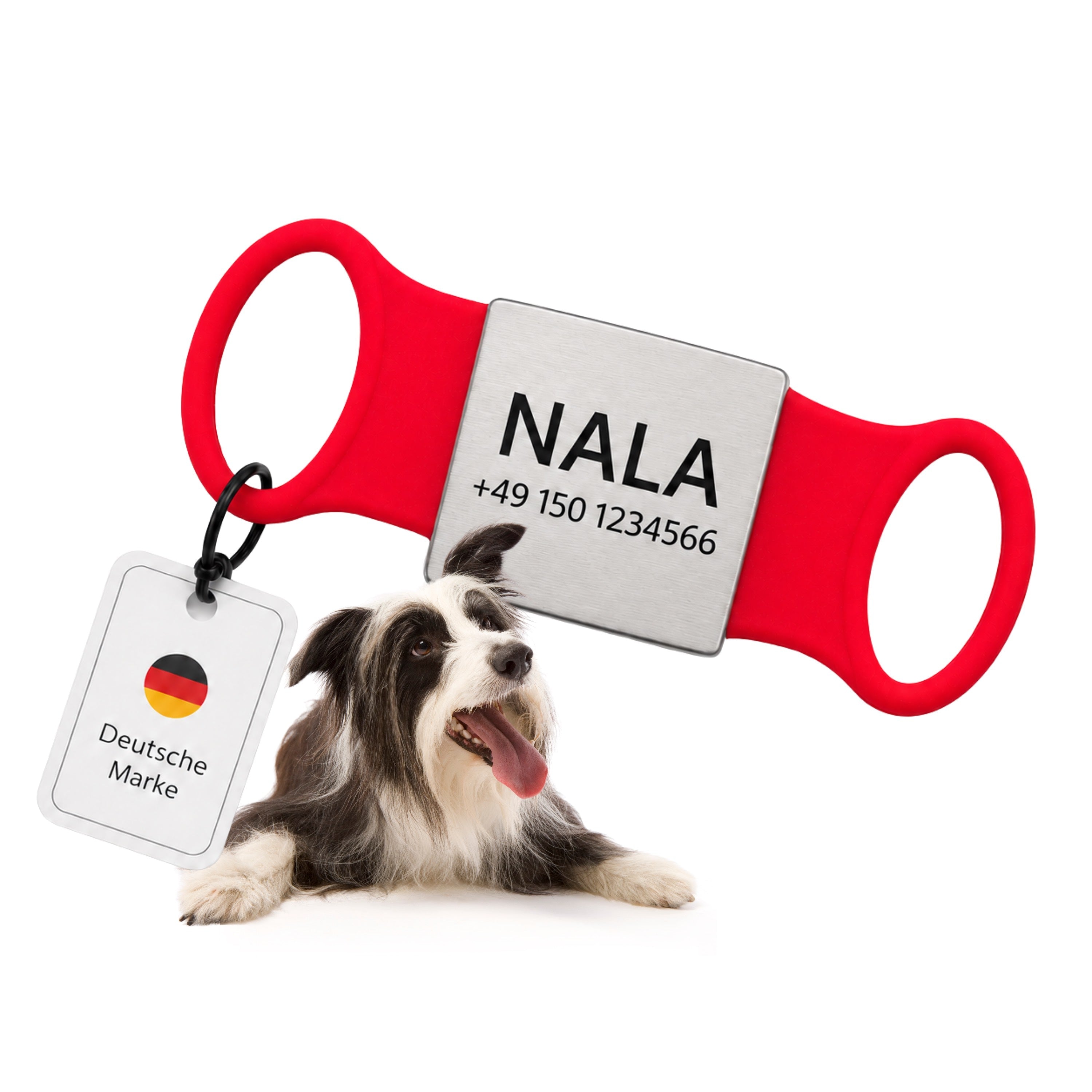 Klapperfreie Hundemarke mit Gravur – Silikon & Edelstahl, inkl. Lasergravur