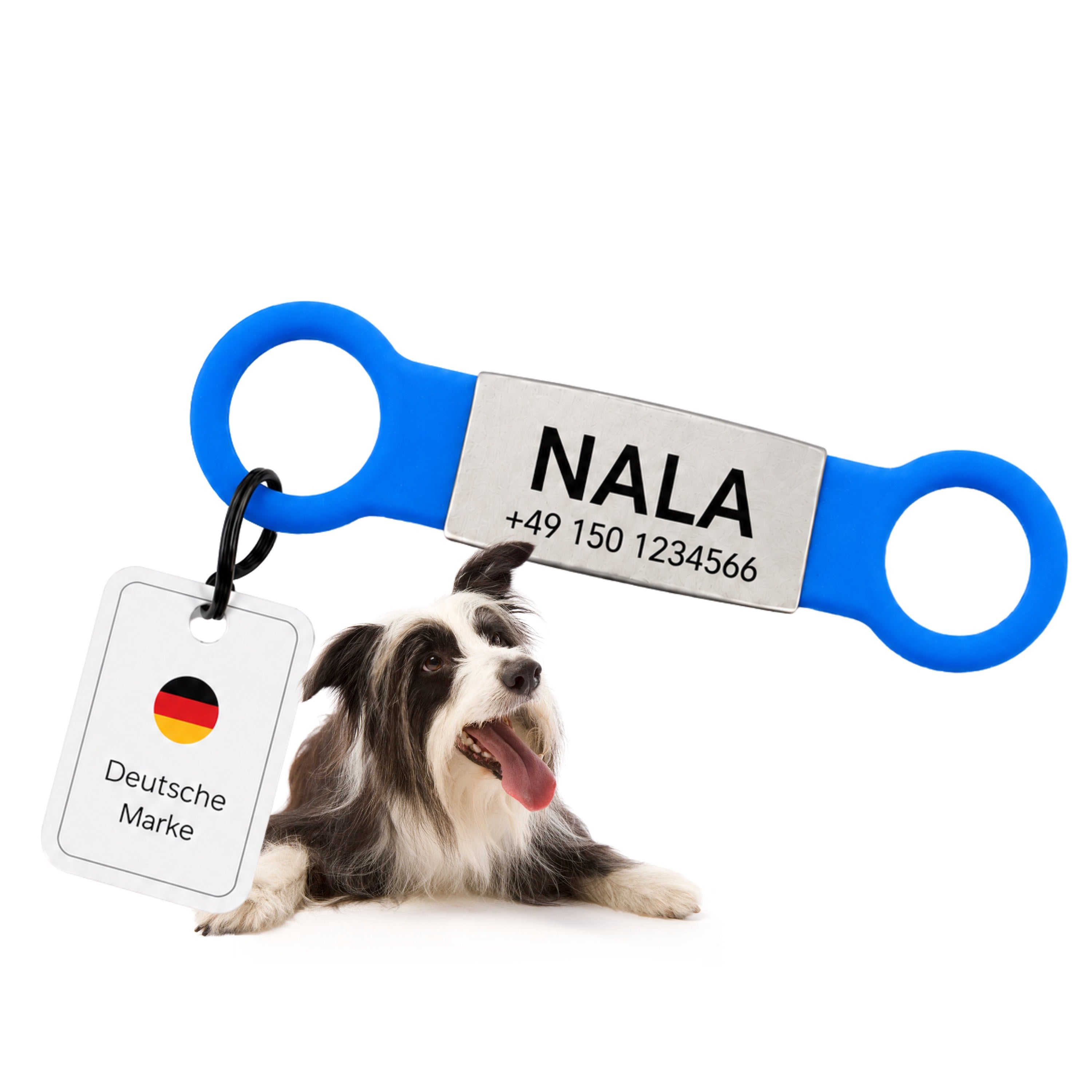 Klapperfreie Hundemarke mit Gravur – Silikon & Edelstahl, inkl. Lasergravur