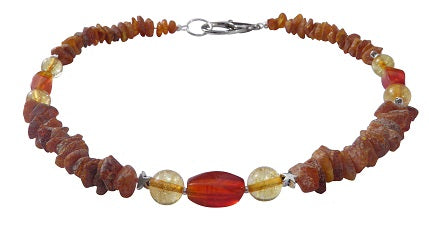 Hunde Bernsteinkette mit Citrin und Achat Länge 44cm - TierVita