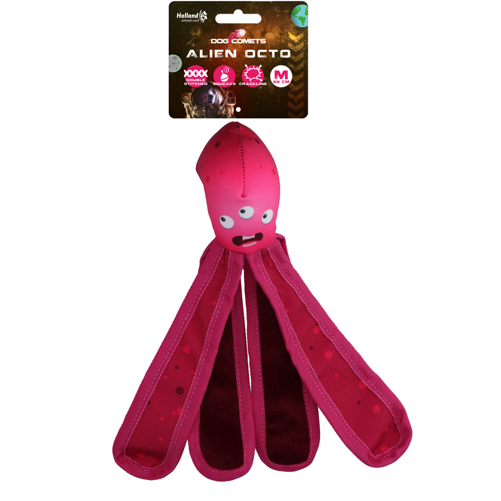 Dog Comets Alien Octo Hundespielzeug Größe M – Rosa | Quietscher & Wasserspielzeug