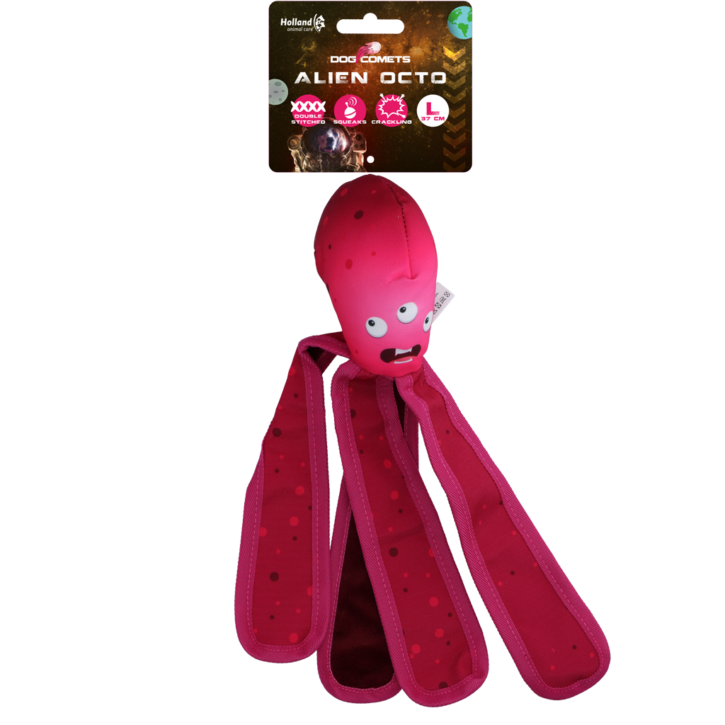Dog Comets Alien Octo Hundespielzeug Größe L – Rosa | Quietscher & Wasserspielzeug