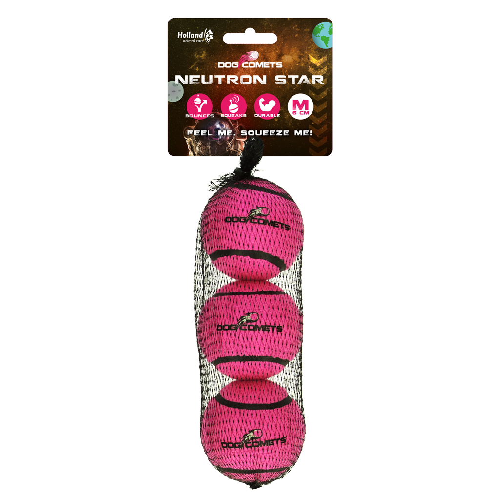 Dog Comets Neutron Star Tennisball Mit Quietscher M Rosa (3-pack)