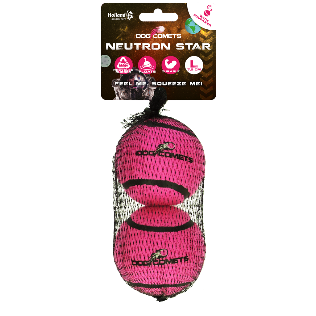 Dog Comets Neutron Star Tennisball Mit Quietscher L Rosa (2-pack)