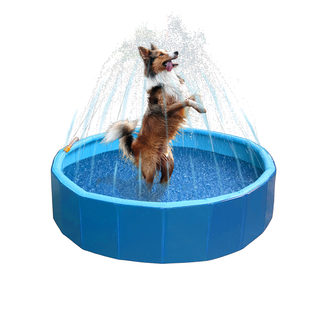 CoolPets Splash Sprinkler Pool für Hunde – Ø 120 cm | mit Wasserdüsen | Abkühlung & Spaß