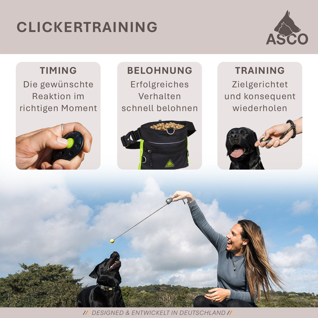 ASCO Target Stick - Target Stab für Hunde Katzen Targettraining - Targetstick ausziehbar mit Softball - Edelstahl Targetstab mit Teleskopfunktion - TierVita