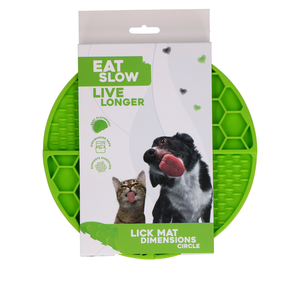 Eat Slow Live Longer Lick Mat Dimensions Circle Grün