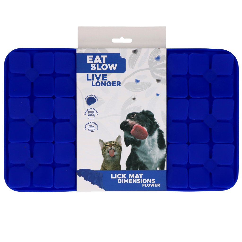 Eat Slow Live Longer Lick Mat Dimensions Flower Blau