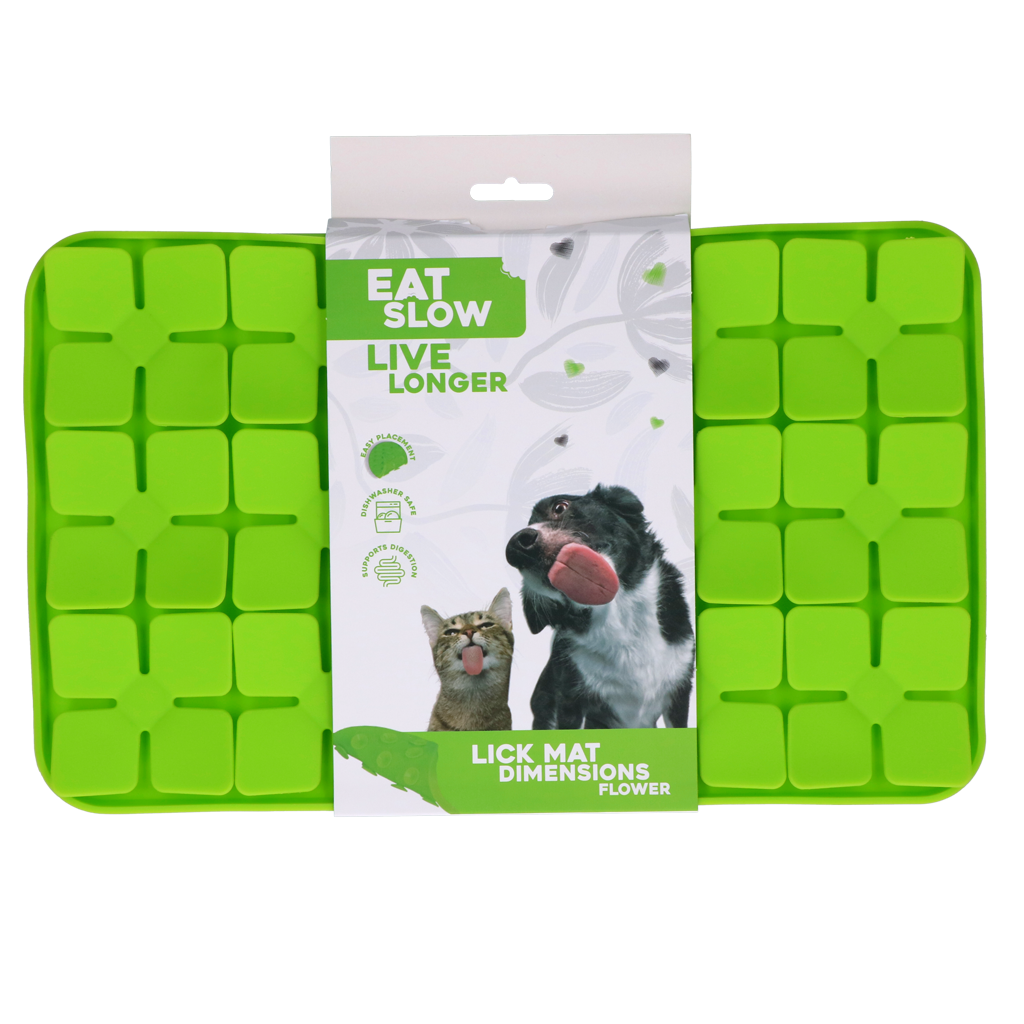 Eat Slow Live Longer Lick Mat Dimensions Flower Grün
