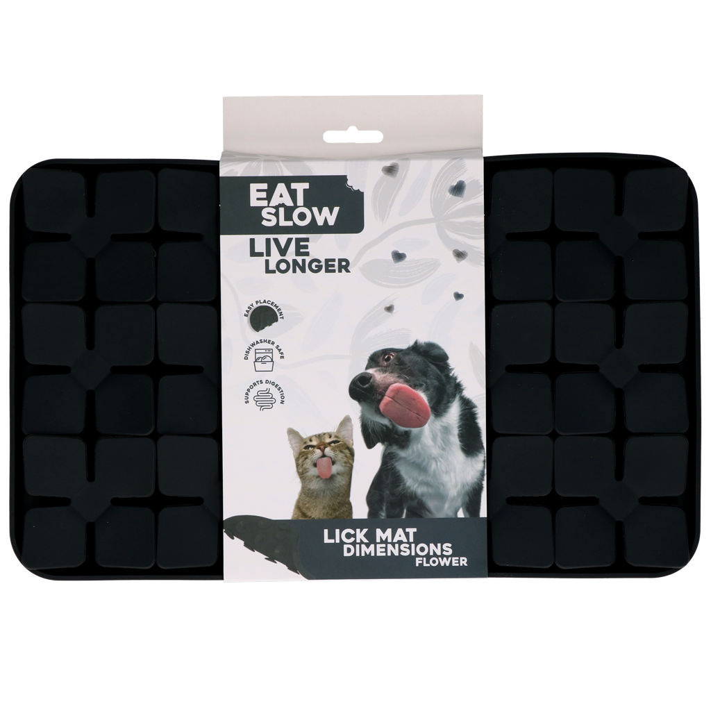 Eat Slow Live Longer Lick Mat Dimensions Flower Grau