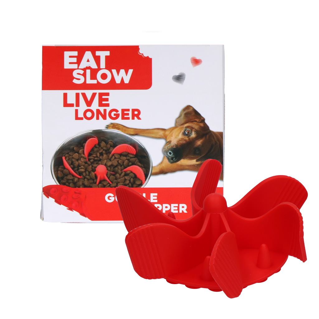 Anti-Schling Napf Einsatz Gobble Stopper Rot M – Eat Slow Live Longer