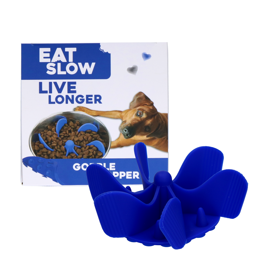 Anti-Schling Napf Einsatz Gobble Stopper Blau M – Eat Slow Live Longer