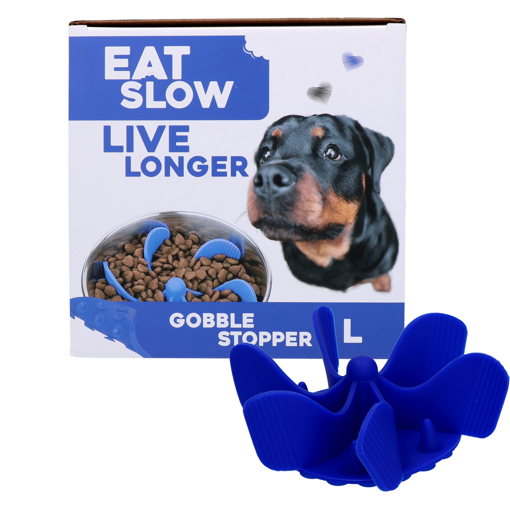 Anti-Schling Napf Einsatz Gobble Stopper Blau L – Eat Slow Live Longer