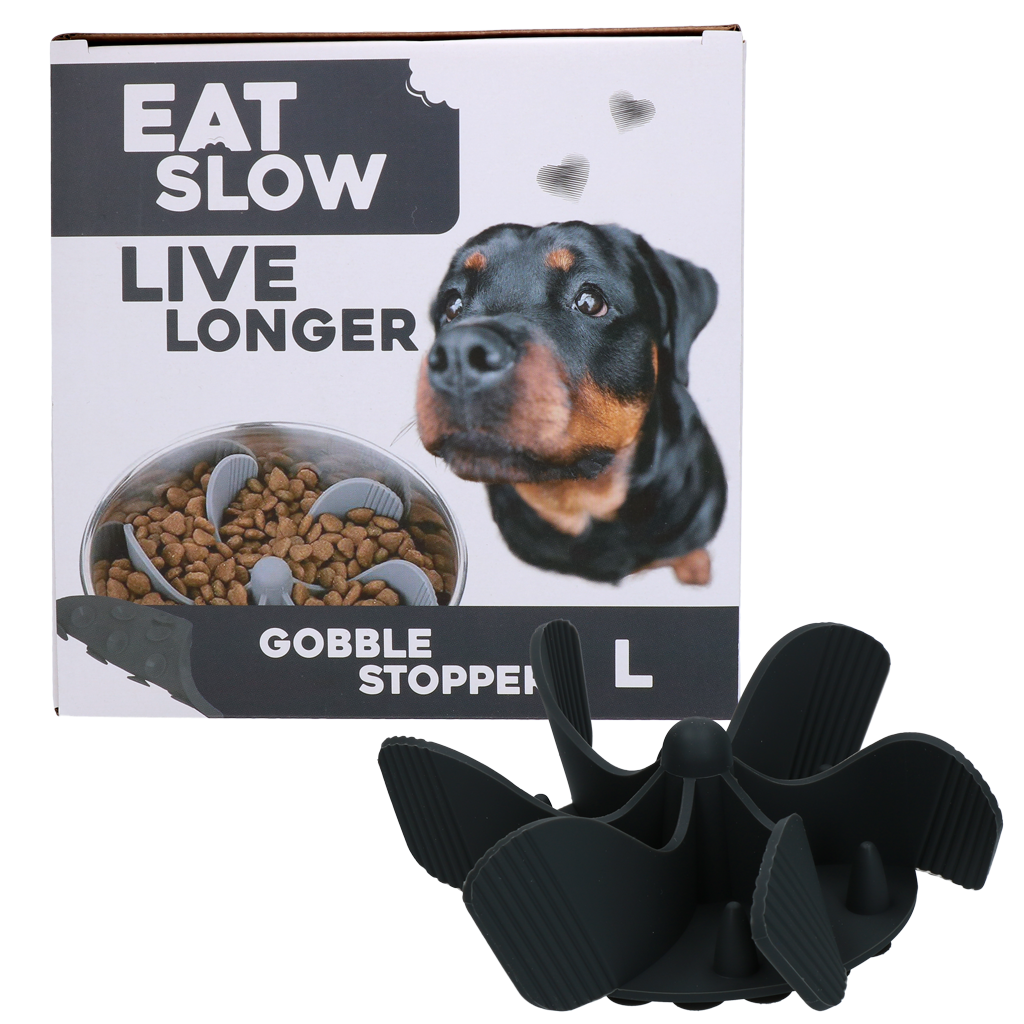 Anti-Schling Napf Einsatz Gobble Stopper Grau L – Eat Slow Live Longer