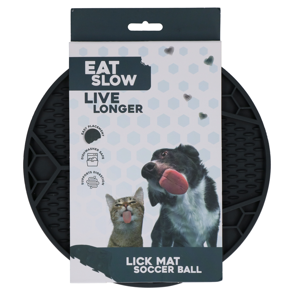 Eat Slow Live Longer Lick Mat Soccer Ball Grau
