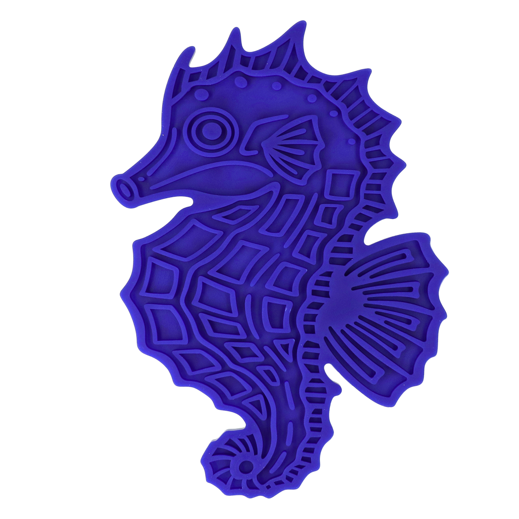 Eat Slow Live Longer Lick Mat Seahorse Blau