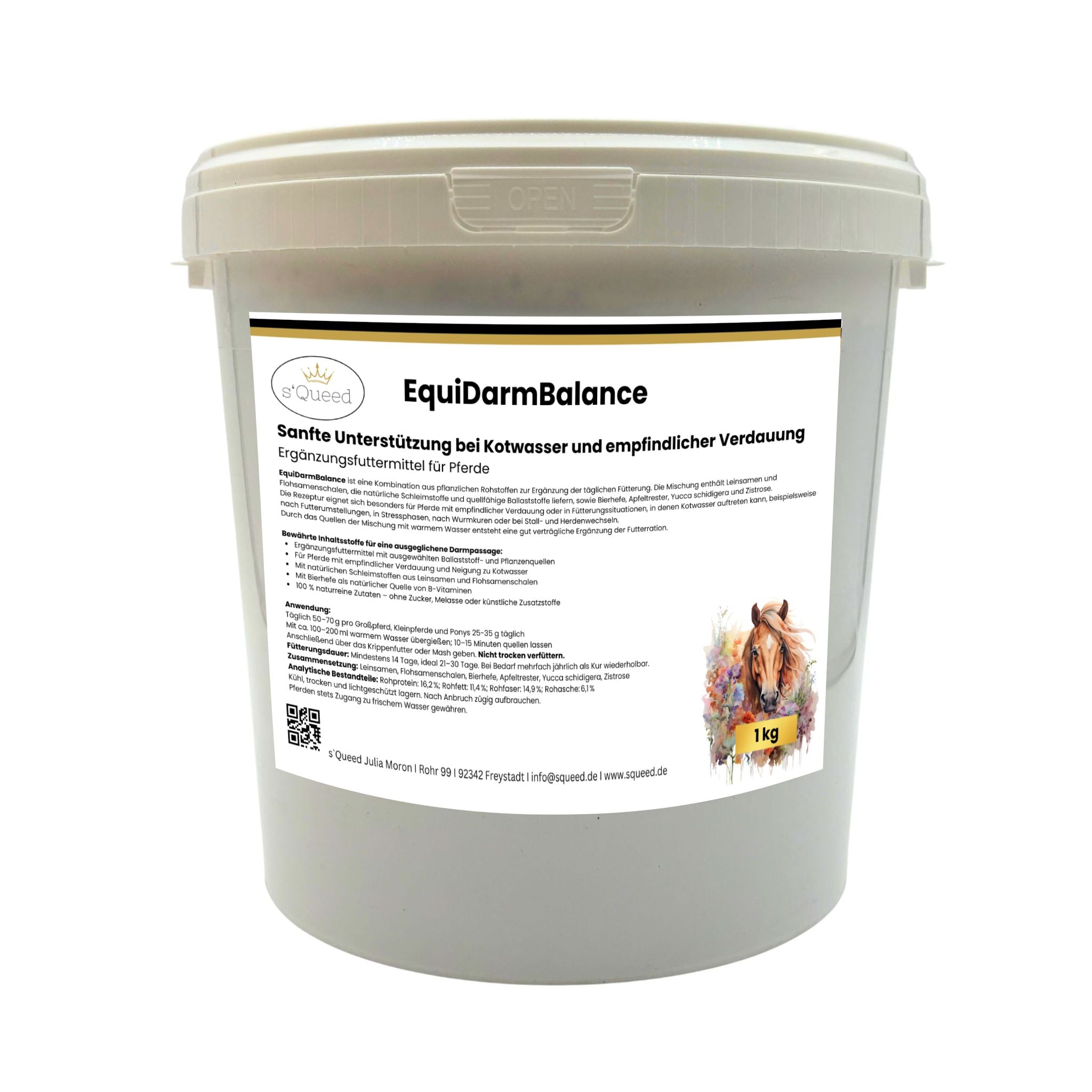 EquiDarmBalance 1kg – natürliches Zusatzfutter für Pferde bei Kotwasser & empfindlicher Verdauung