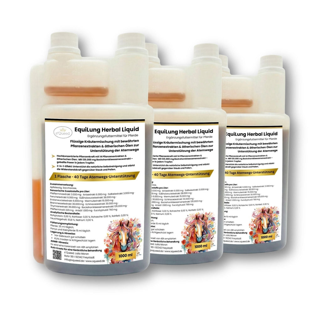 EquiLung Herbal Liquid 1000ml – flüssiges Ergänzungsfuttermittel zur Unterstützung der Atemwege bei Pferden