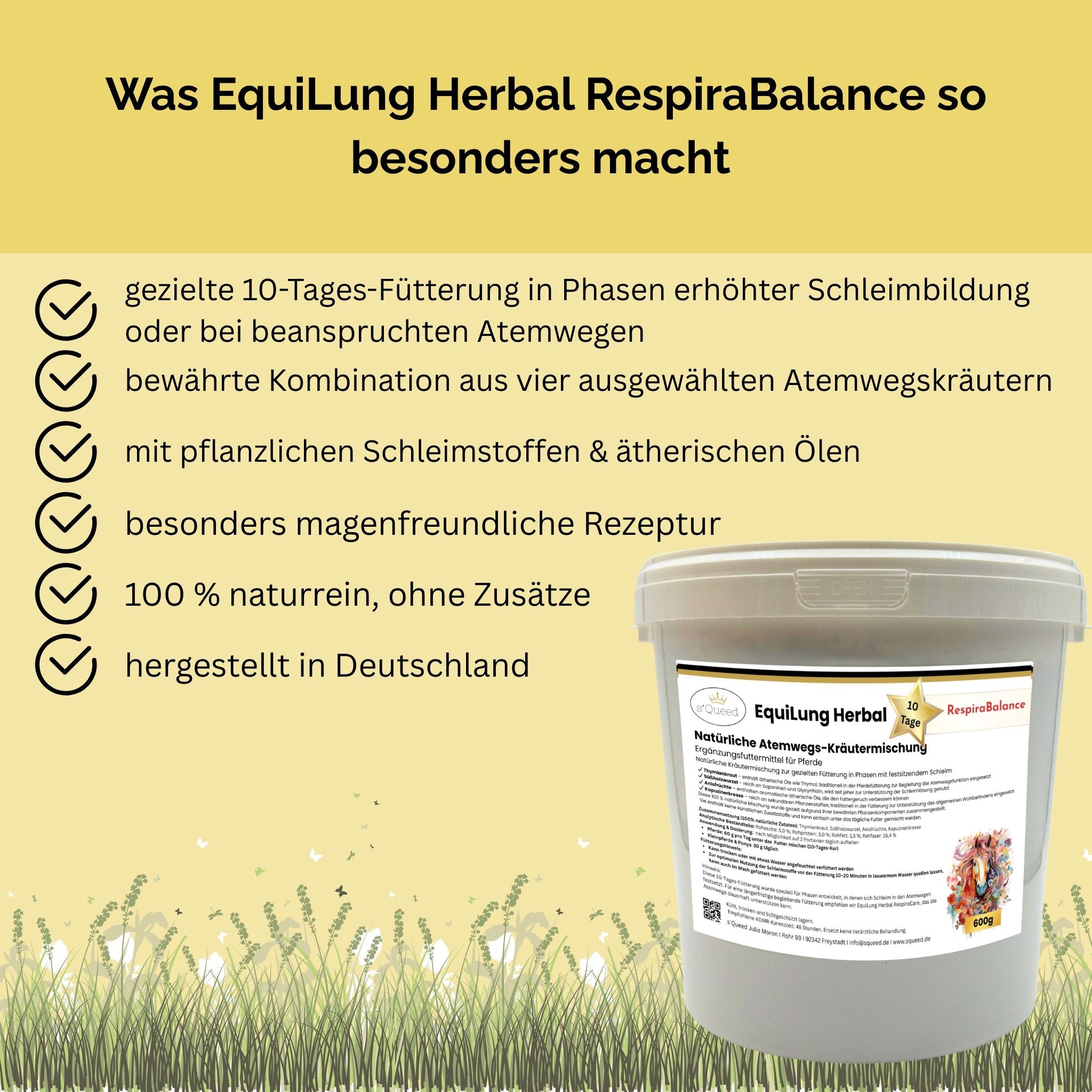EquiLung Herbal RespiraBalance – Kräutermischung für Pferde in Phasen erhöhter Schleimbildung oder bei beanspruchten Atemwegen - TierVita