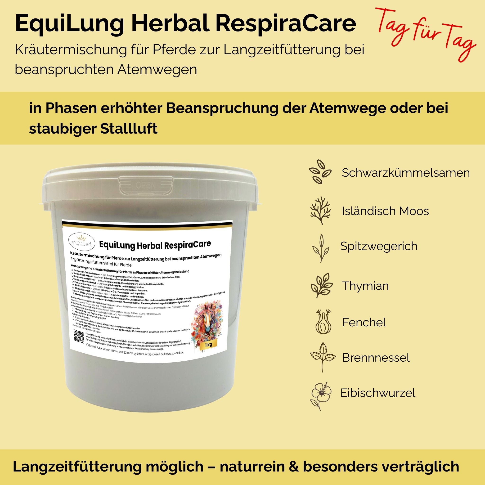 Kräutermischung EquiLung Herbal RespiraCare für Pferde – Atemwege