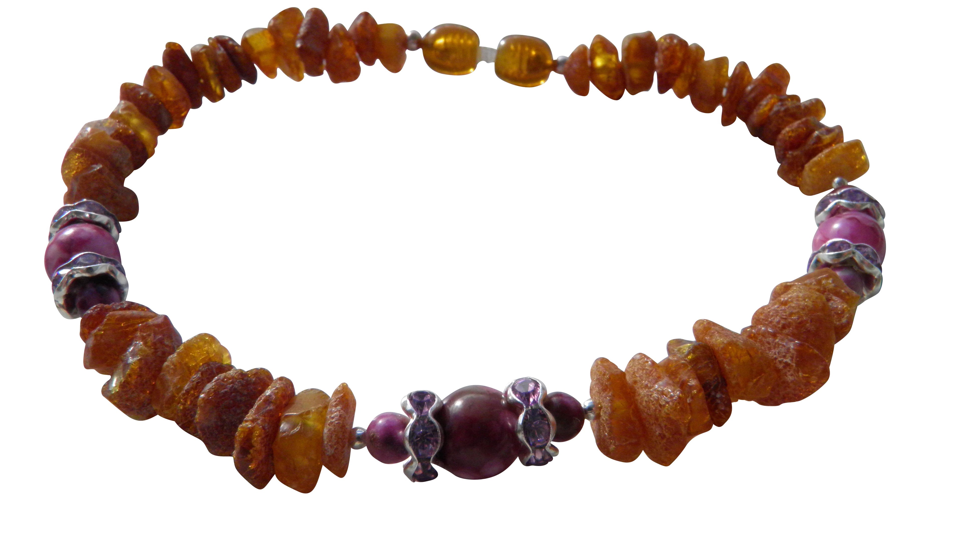 Bernsteinkette für den Hund mit Sugilith Länge 24cm - TierVita