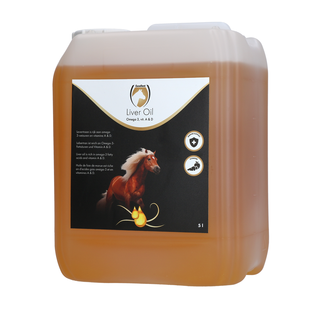 Excellent Horse Lebertranöl – Omega-3, Vitamin A & D für Pferde, 5 l