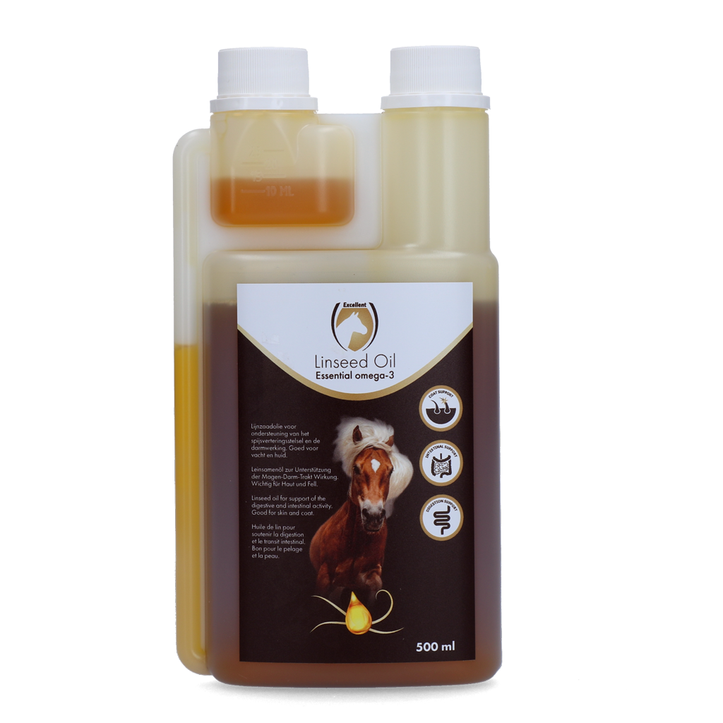 Excellent Horse Leinsamenöl – Kaltgepresstes Öl für Pferde, 500 ml