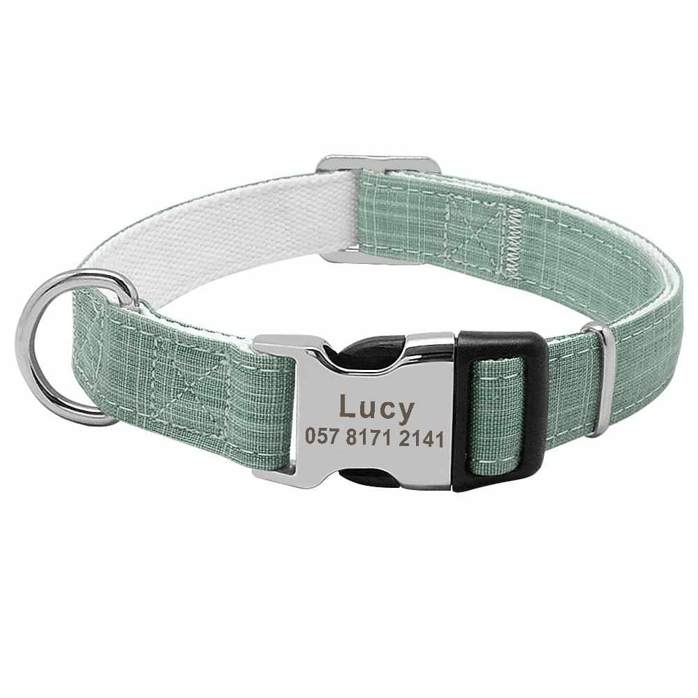 Leichtes Hundehalsband mit Namen in drei luftigen Farben, gratis Gravur