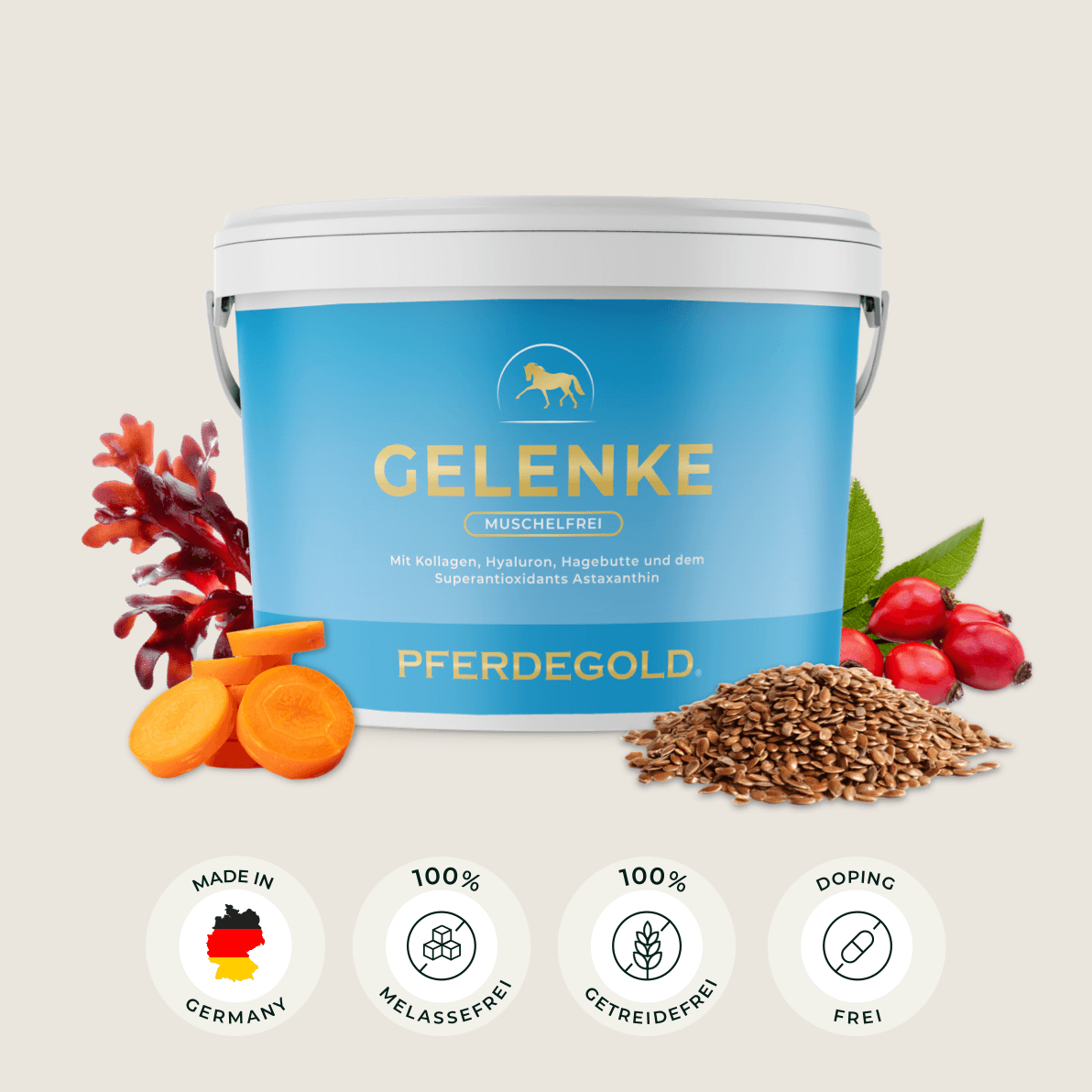 Pferdegold® Gelenke Muschelfrei 2.0 – Gelenknahrung für Pferde ohne Grünlippmuschel
