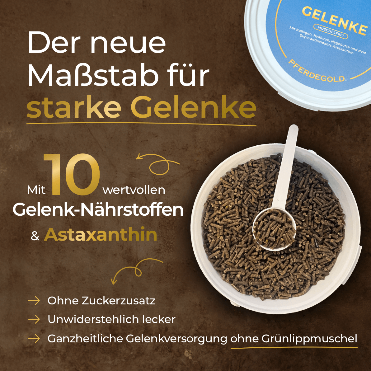 Pferdegold® Gelenke Muschelfrei 2.0 – Gelenknahrung für Pferde ohne Grünlippmuschel