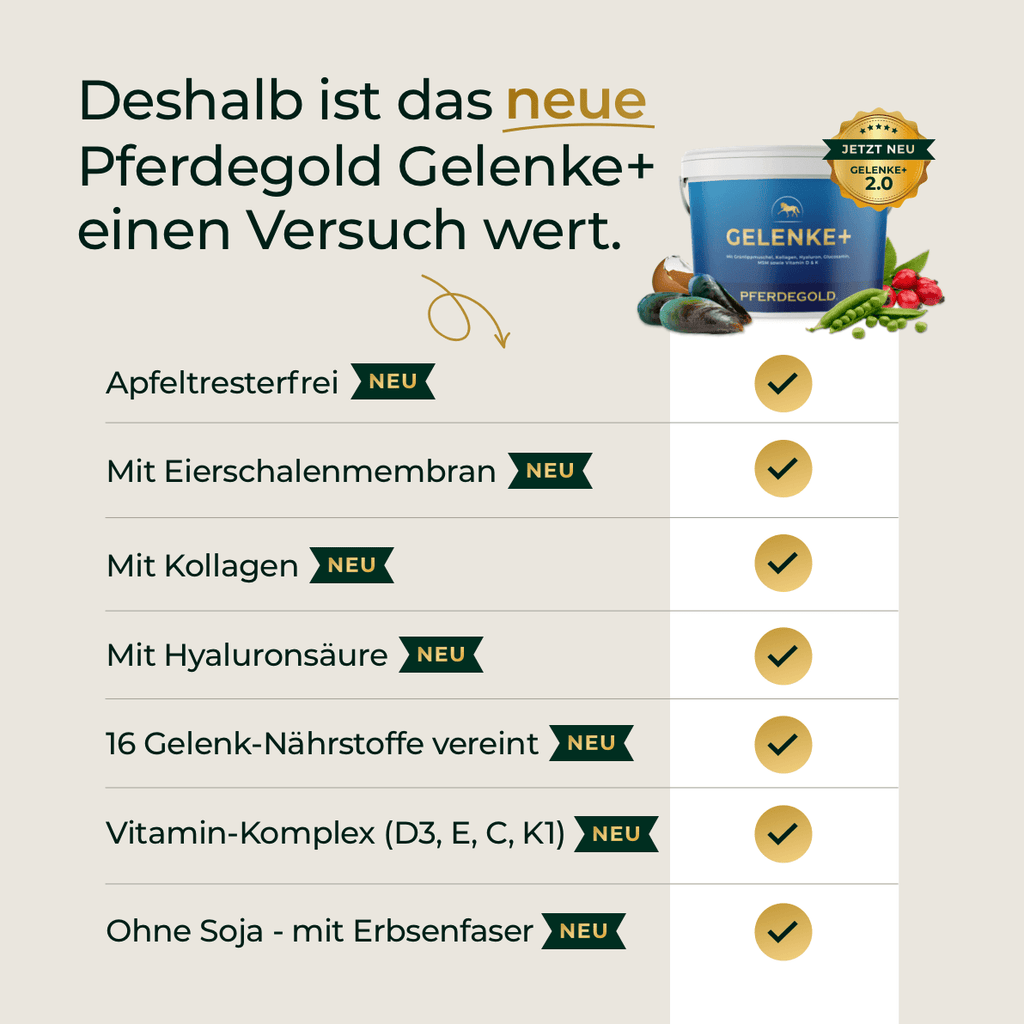 Pferdegold® Gelenke+ 2.0 – Gelenknahrung für Pferde mit Omega 3