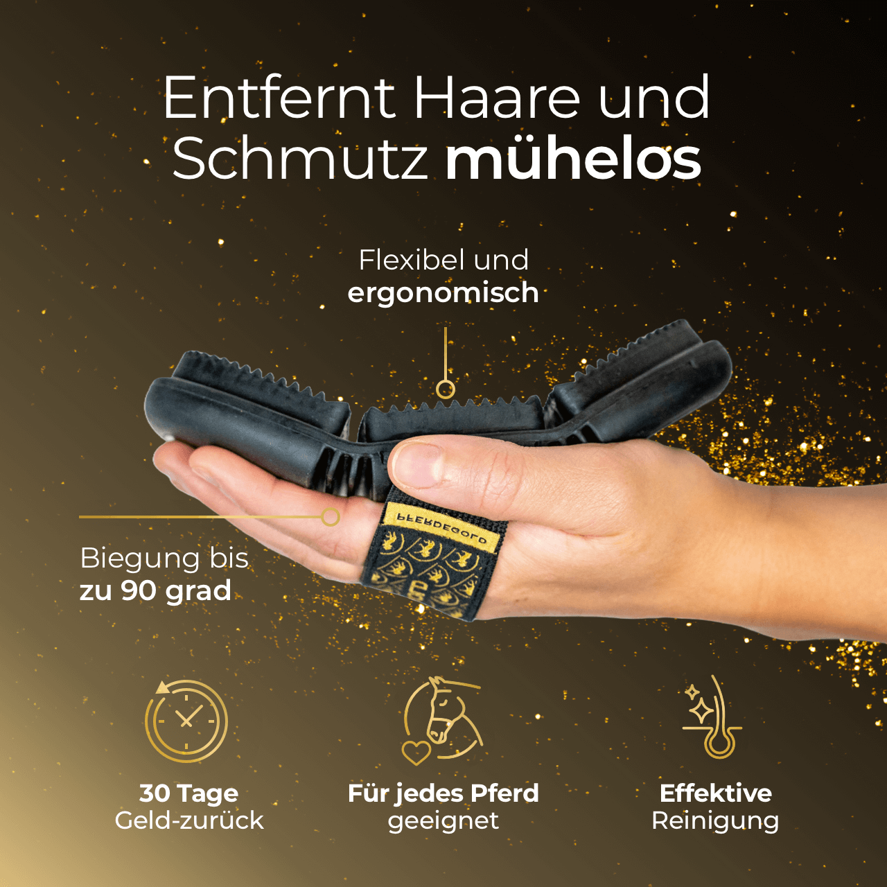 Pferdegold® Gummi Striegel – Fellpflege & Striegel für Pferde beim Fellwechsel
