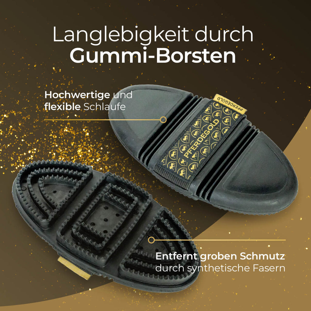 Pferdegold® Gummi Striegel – Fellpflege & Striegel für Pferde beim Fellwechsel