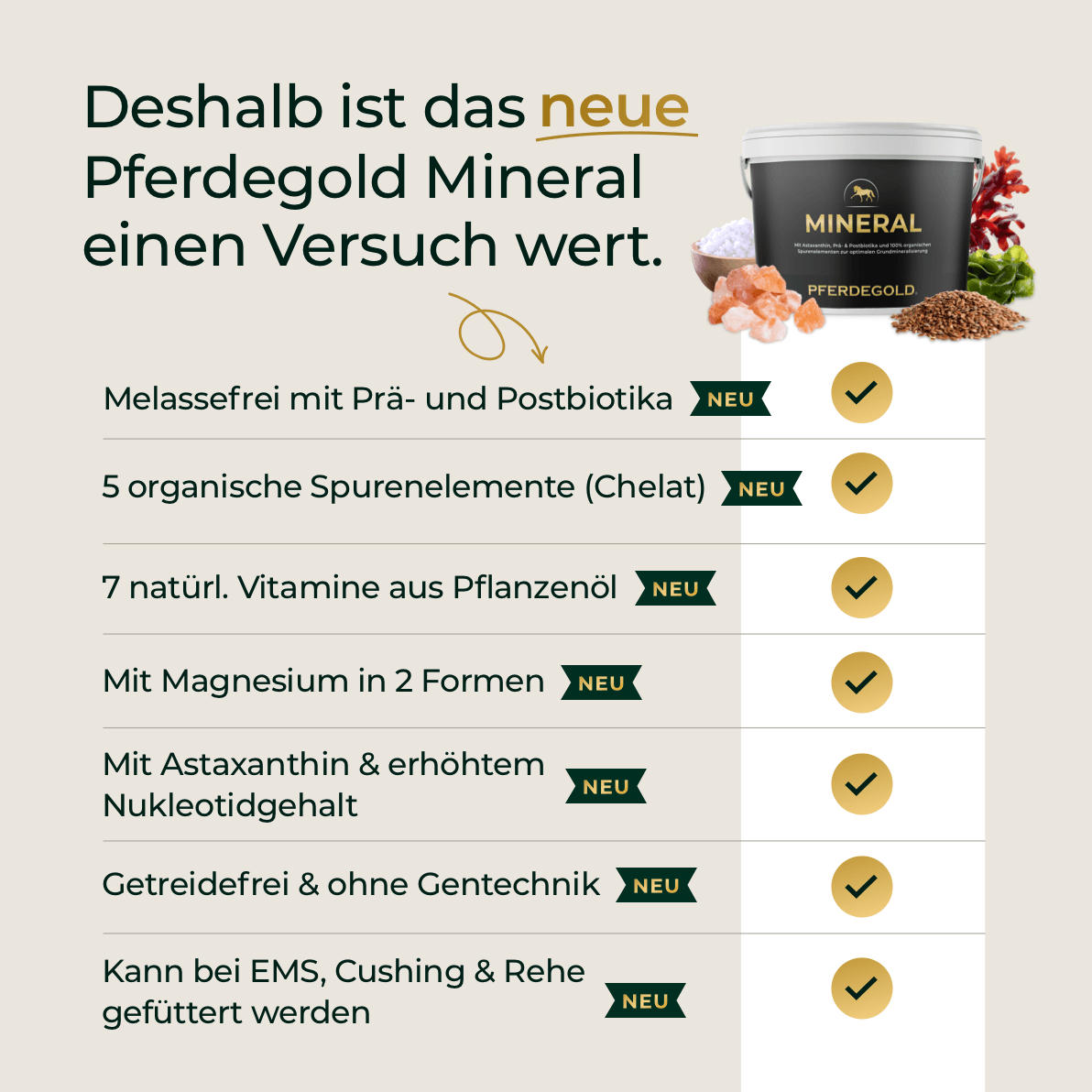 Pferdegold® Mineral 2.0 – Mineralfutter für Pferde mit Spurenelementen & Omega 3