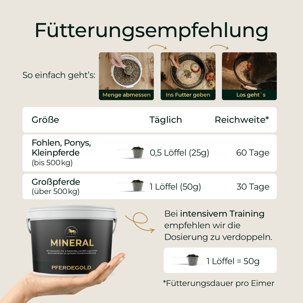 Pferdegold® Mineral 2.0 – Mineralfutter für Pferde mit Spurenelementen & Omega 3