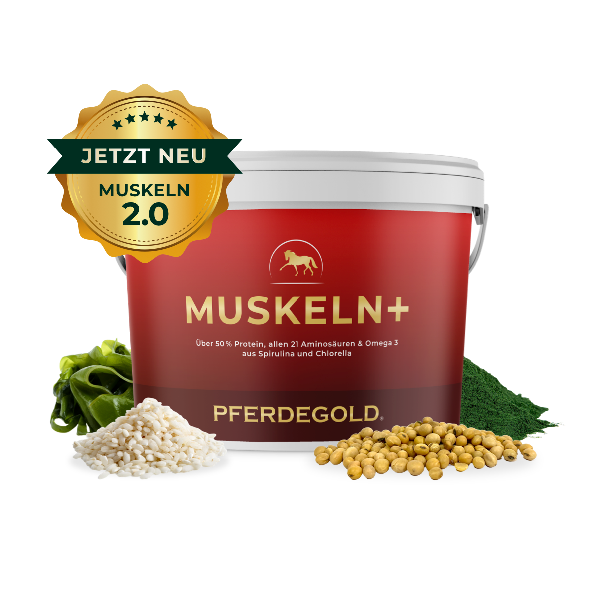 Pferdegold® Muskeln+ 2.0 – Muskelaufbau-Ergänzung für Pferde mit pflanzlichen Proteinen