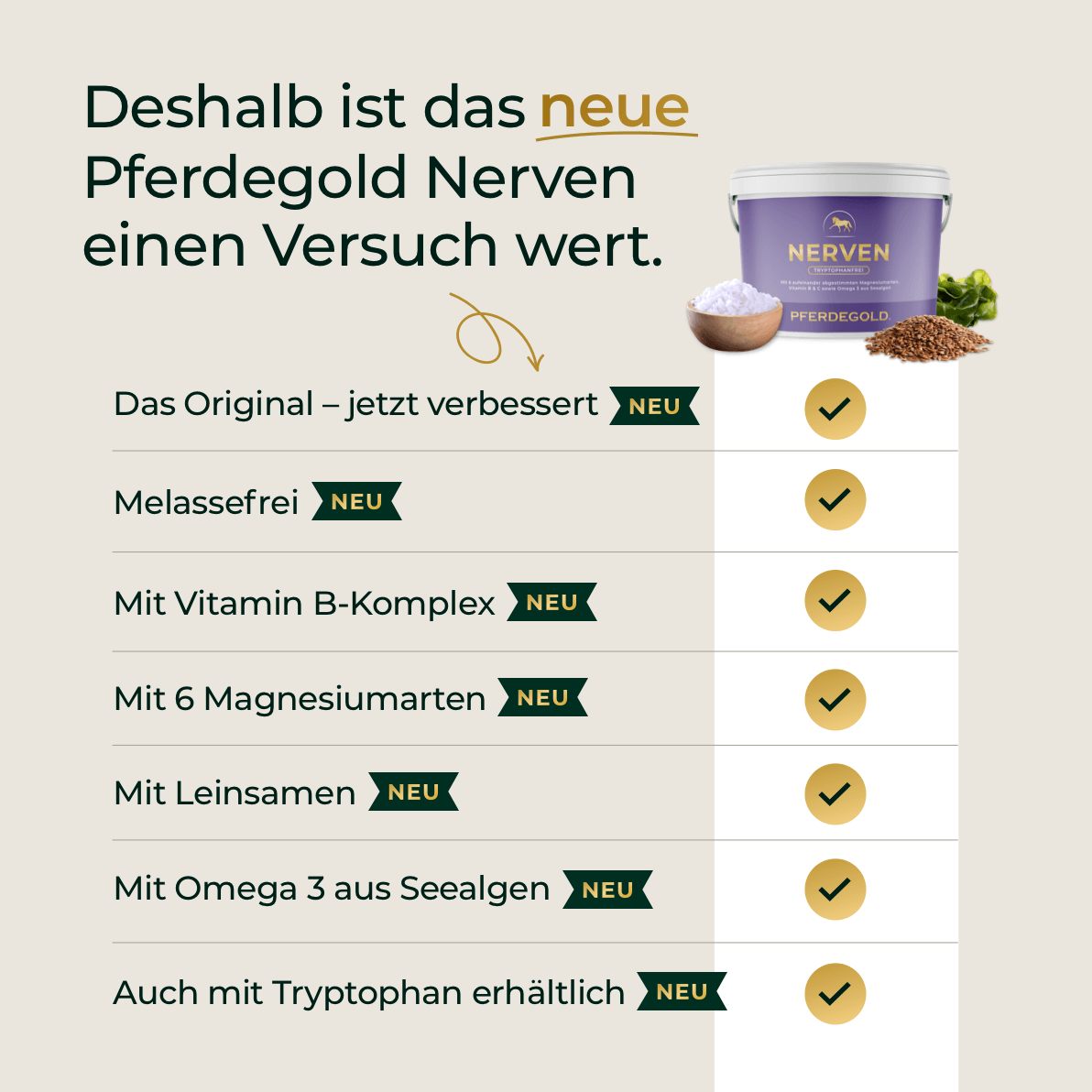 Pferdegold® Nerven 2.0 – Magnesium-Ergänzungsfutter für Pferde