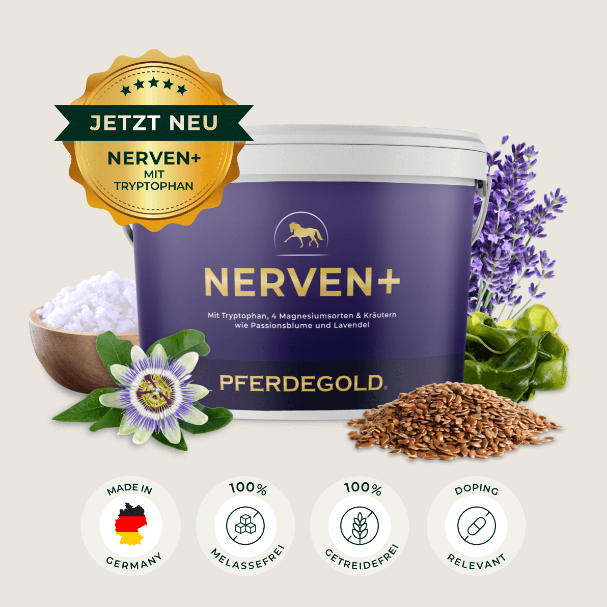 Pferdegold® Nerven+ mit Tryptophan – Ergänzung für nervöse Pferde