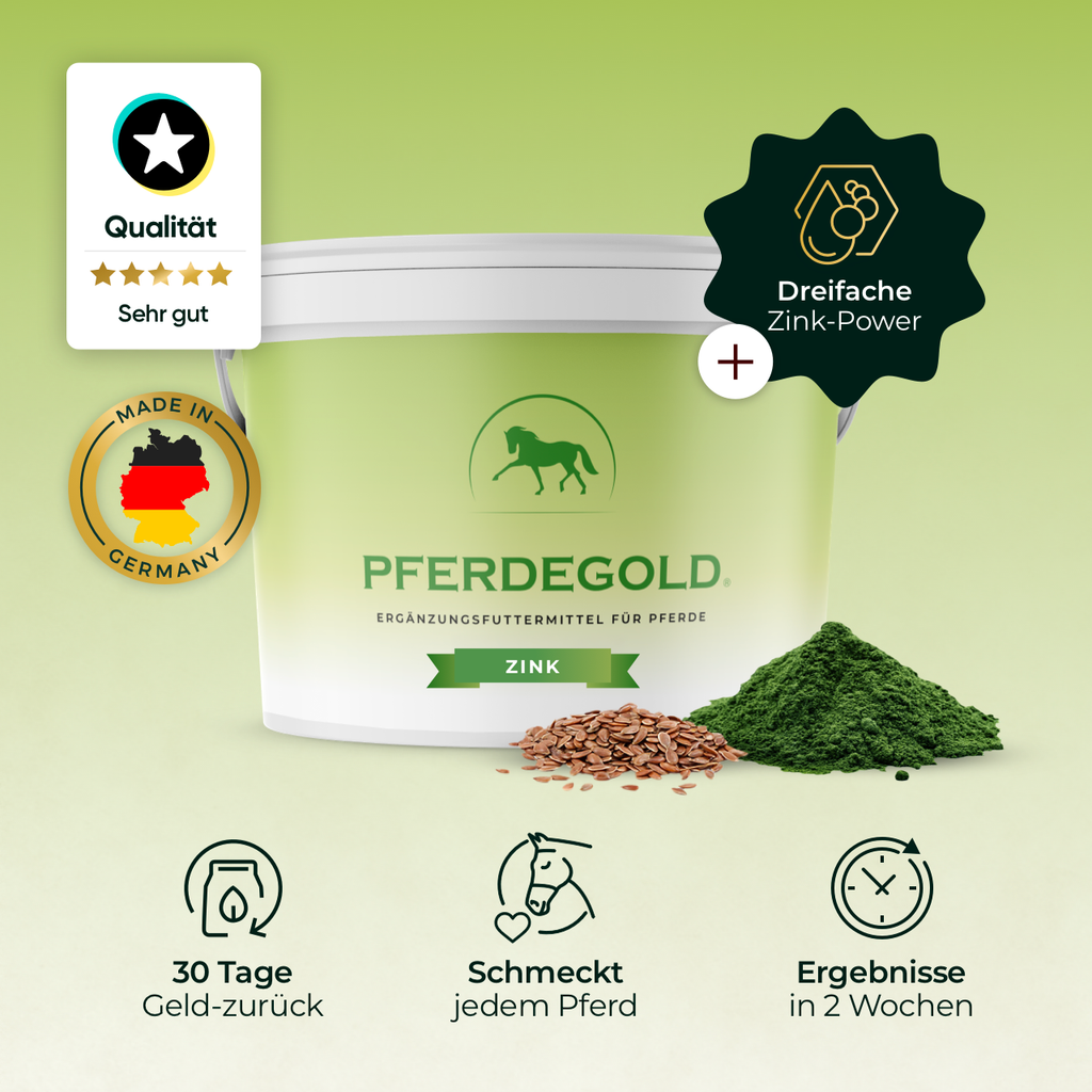 Pferdegold® Zink – Triple-Zink-Formel Ergänzungsfutter für Pferde 1,5 kg
