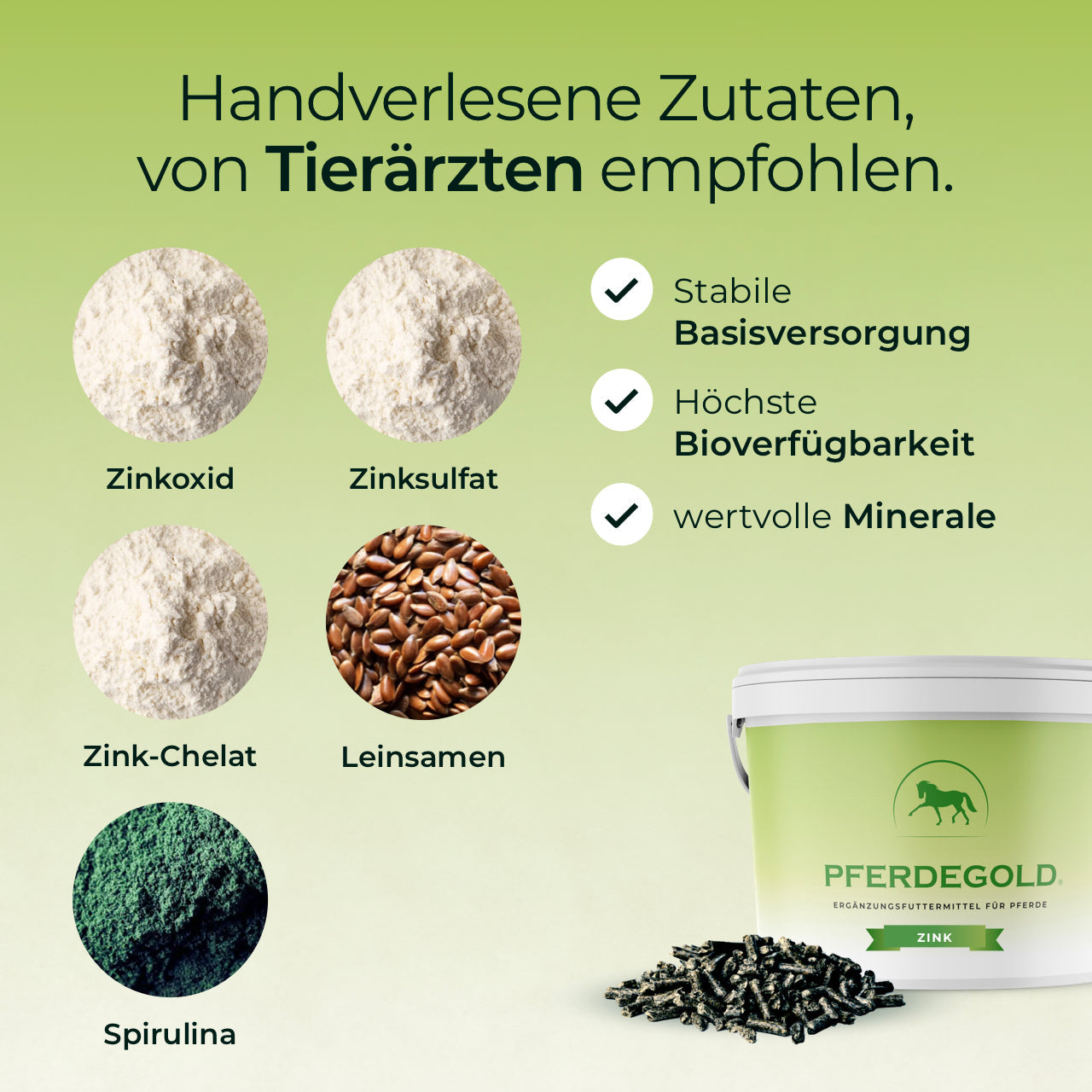 Pferdegold® Zink – Triple-Zink-Formel Ergänzungsfutter für Pferde 1,5 kg