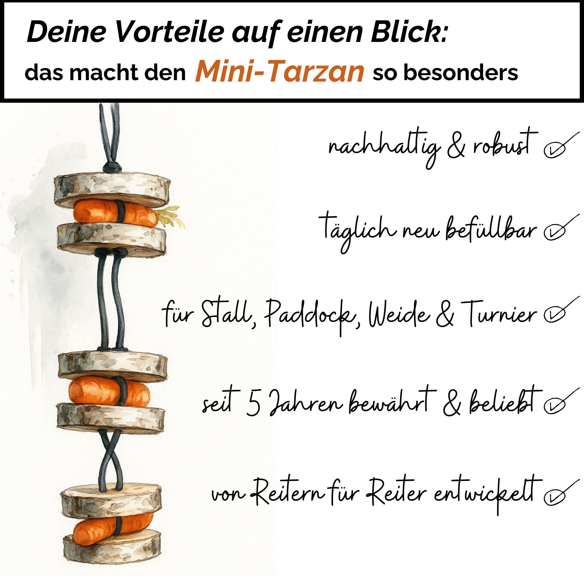 Pferdespielzeug Mini-Tarzan - Spielzeug für Pferde und Ponys gegen Langeweile - Pferdebeschäftigung - TierVita