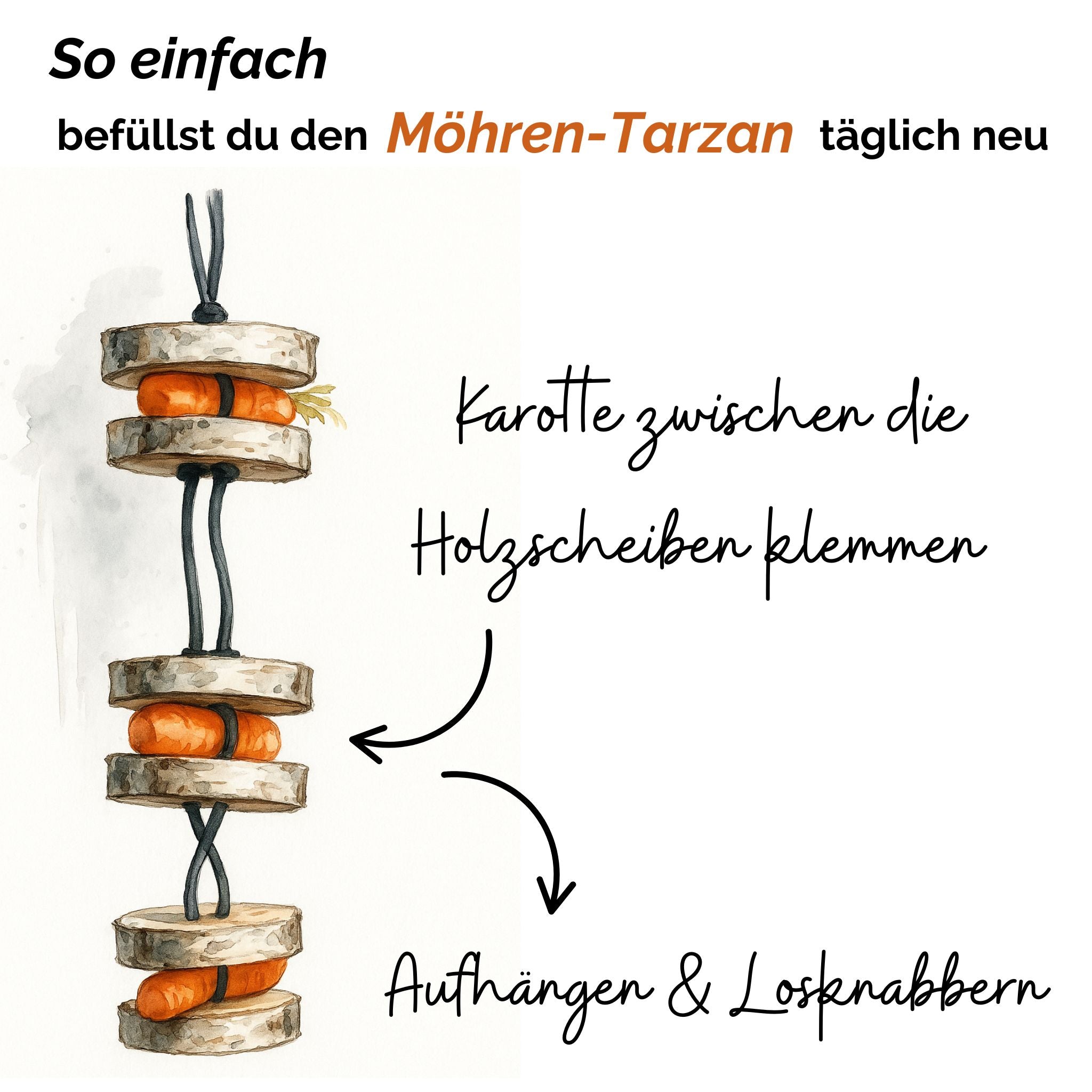 Pferdespielzeug Möhren-Tarzan – Spielzeug für Pferde gegen Langeweile – Pferdebeschäftigung - TierVita