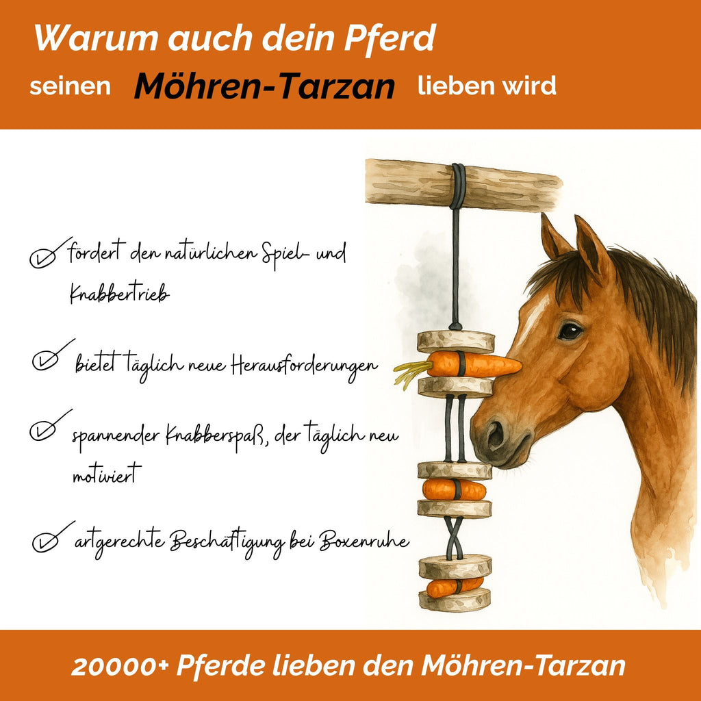 Pferdespielzeug Möhren-Tarzan – Spielzeug für Pferde gegen Langeweile – Pferdebeschäftigung - TierVita